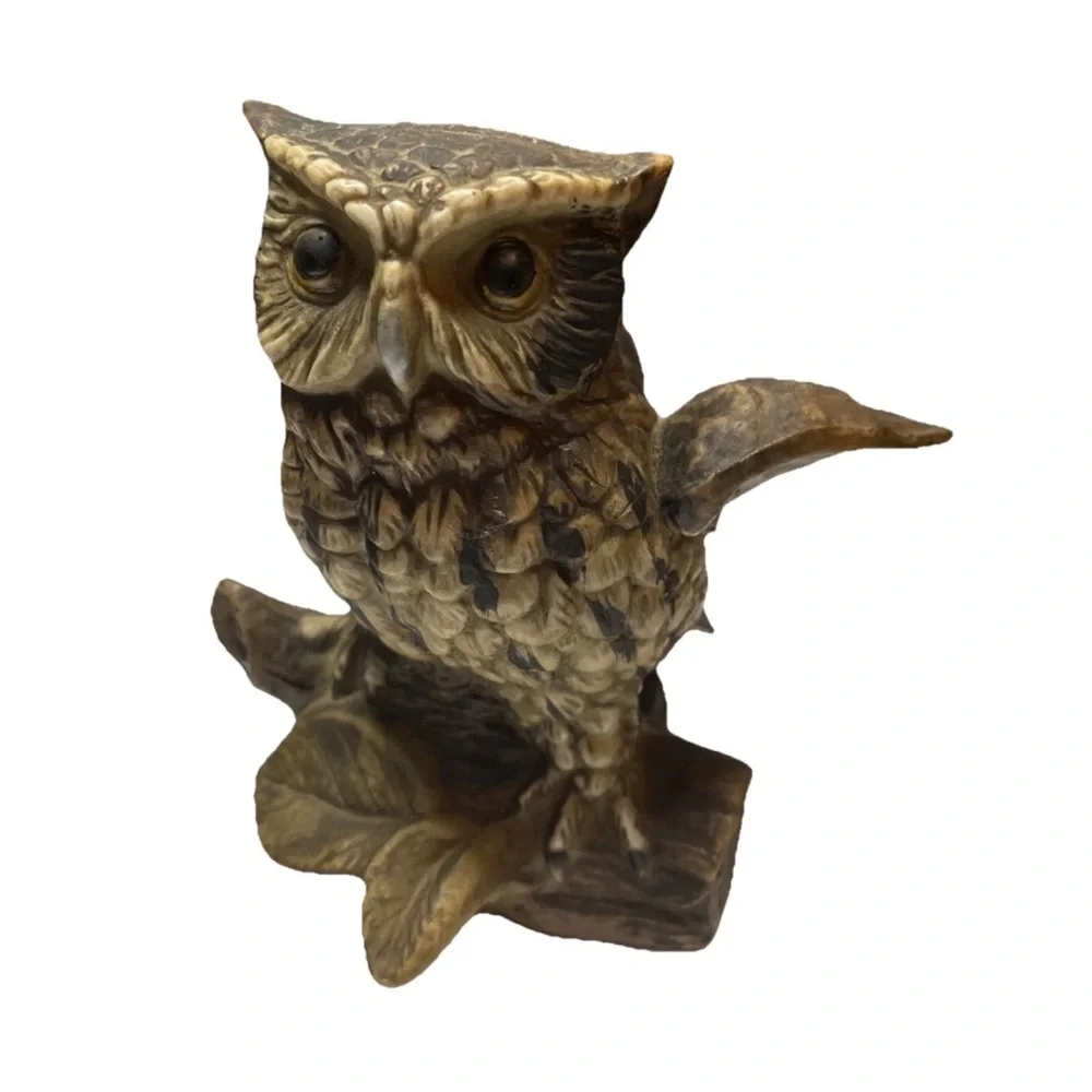 Vintage Homco Bisque Porcelain Owls Figurine Décor Beautiful Set of 2